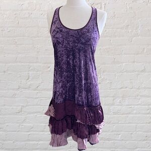 FREE PEOPLE purple ruffled tank dress